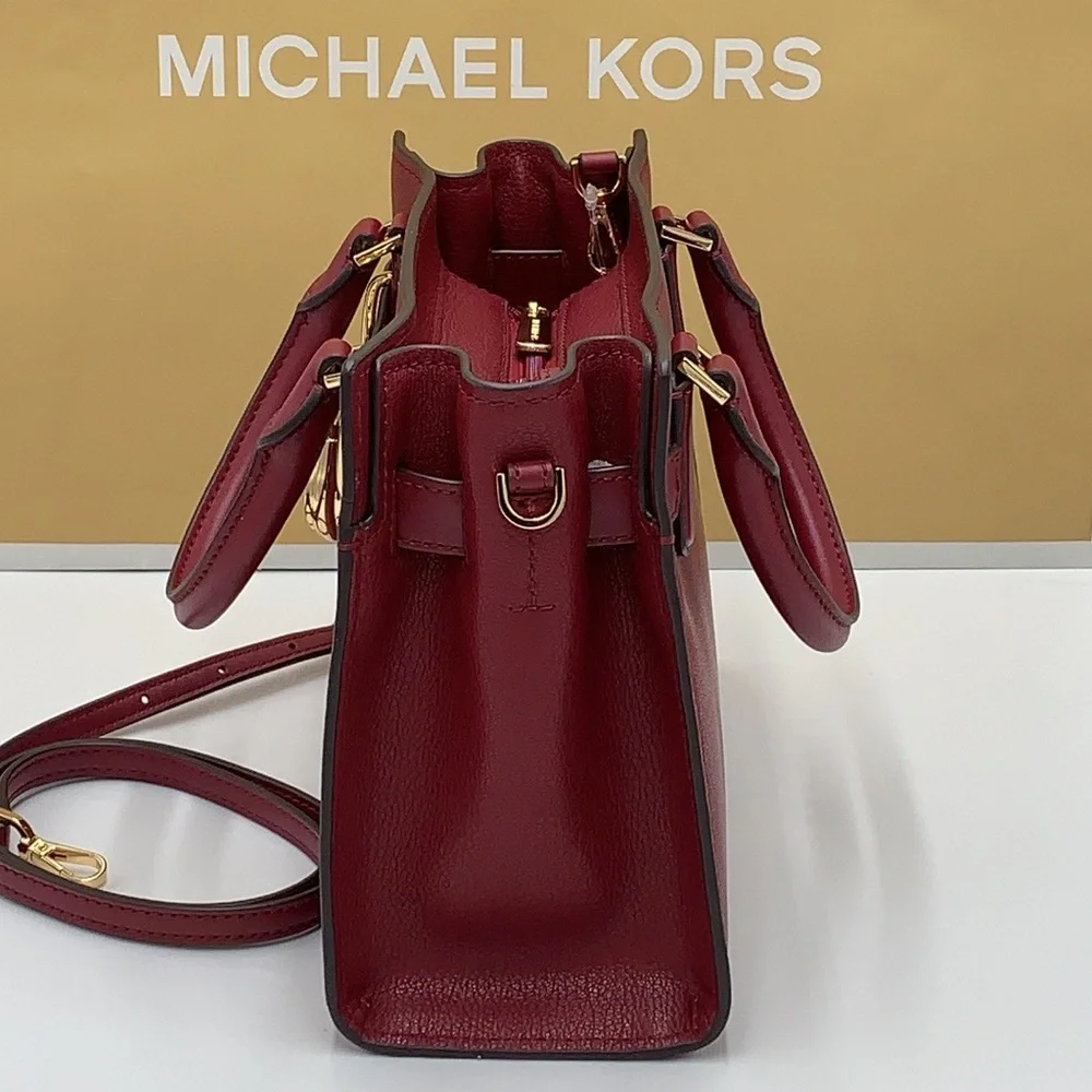 Michael Kors Hamilton Small Satchel Shoulder Crossbody Bag Dark Cherry COLOR - Picture 9 of 16